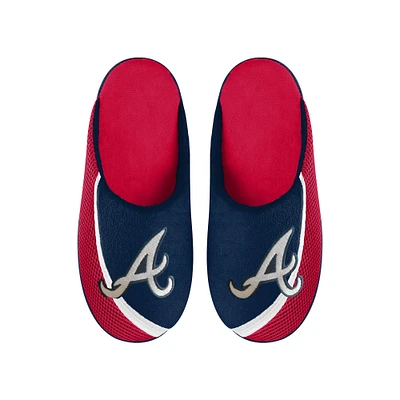 Men's FOCO Atlanta Braves Big Logo Color Edge Slippers