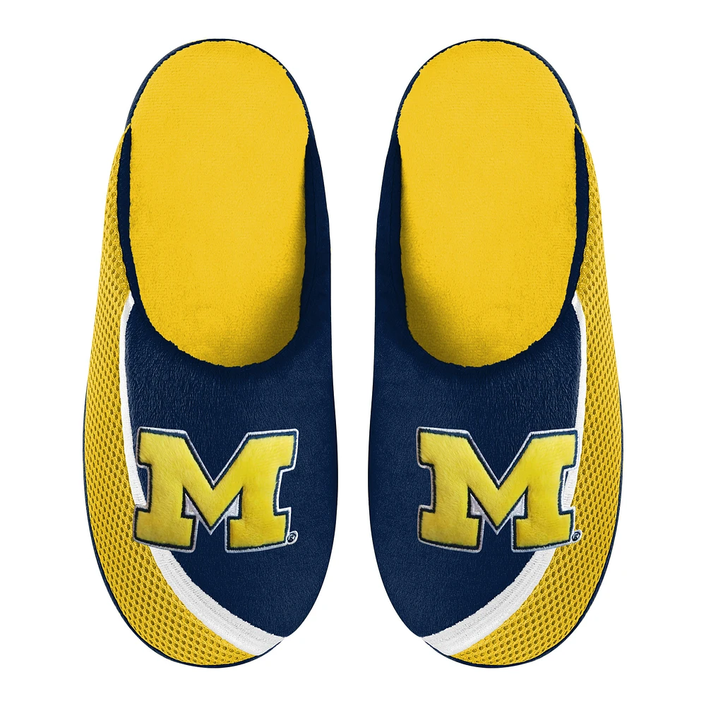 Men's FOCO Michigan Wolverines Big Logo Color Edge Slippers