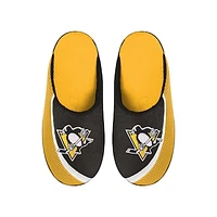 Men's FOCO Pittsburgh Penguins Big Logo Color Edge Slippers