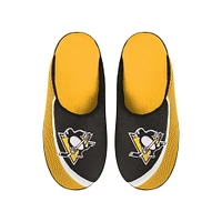 Men's FOCO Pittsburgh Penguins Big Logo Color Edge Slippers