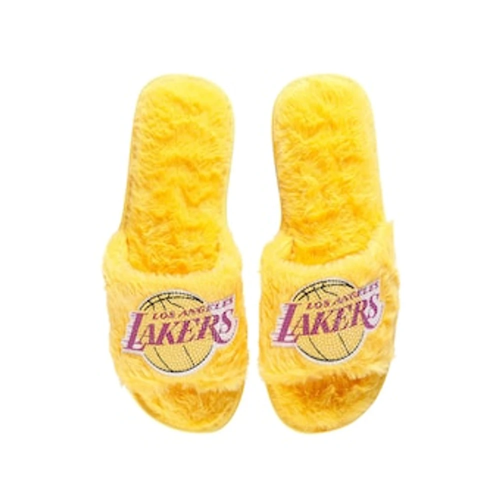 Women's FOCO Gold Los Angeles Lakers Rhinestone Fuzzy Slippers