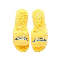Women's FOCO Gold Los Angeles Chargers Rhinestone Fuzzy Slippers