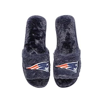 Women's FOCO Navy New England Patriots Rhinestone Fuzzy Slippers