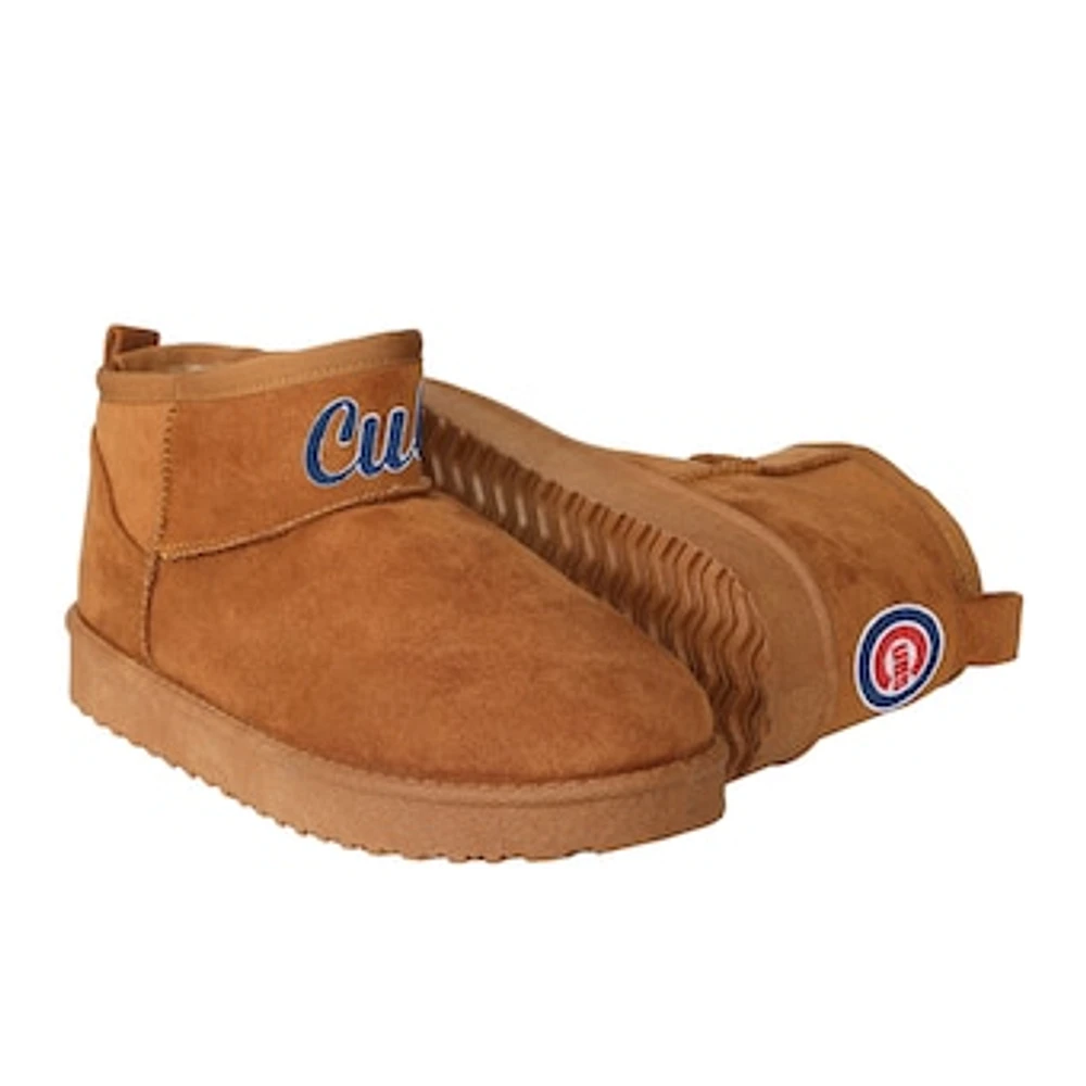 Women's FOCO Brown Chicago Cubs Team Logo Fuzzy Fan Boots