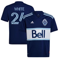 Youth adidas Brian White Navy Vancouver Whitecaps FC - 2022 The Hoop x This City Replica Player Jersey