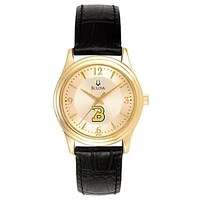 Women's Bulova Gold Birmingham-Southern Panthers Stainless Steel Watch with Leather Band