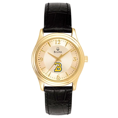 Women's Bulova Gold Birmingham-Southern Panthers Stainless Steel Watch with Leather Band