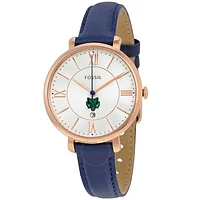 Women's Fossil Navy Binghamton Bearcats Jacqueline Leather Watch