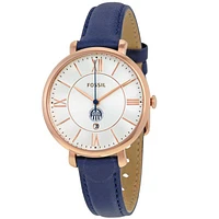 Women's Fossil Navy Longwood Lancers Jacqueline Leather Watch