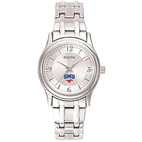 Women's Bulova Silver SMU Mustangs Stainless Steel Quartz Watch