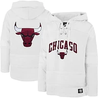 Men's '47 White Chicago Bulls 2022/23 Pregame MVP Lacer Pullover Hoodie - City Edition