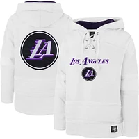 Men's '47 White Los Angeles Lakers 2022/23 Pregame MVP Lacer Pullover Hoodie - City Edition