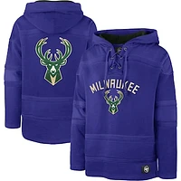 Men's '47 Royal Milwaukee Bucks 2022/23 Pregame MVP Lacer Pullover Hoodie - City Edition