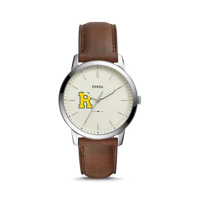 Fossil Silver Rochester Yellow Jackets The Minimalist Brown Leather Watch