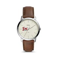 Fossil Silver Muskingum Muskies The Minimalist Brown Leather Watch