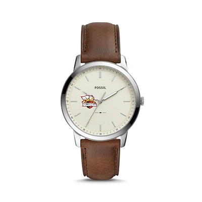 Fossil Silver Seton Hill Griffins The Minimalist Brown Leather Watch