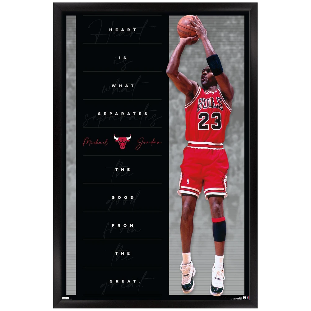Michael Jordan Chicago Bulls 24.25'' x 35.75'' Framed Player Heart Poster