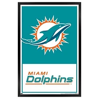 Miami Dolphins 24.25'' x 35.75'' Framed Leagues Logo Poster