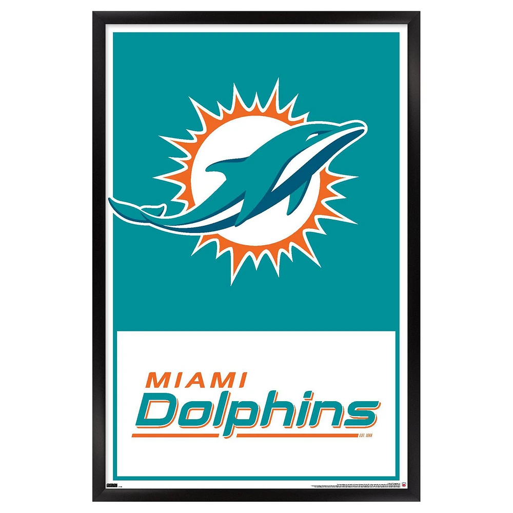 Miami Dolphins 24.25'' x 35.75'' Framed Leagues Logo Poster