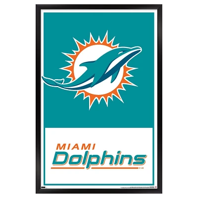 Miami Dolphins 24.25'' x 35.75'' Framed Leagues Logo Poster
