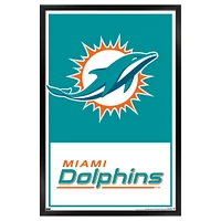 Miami Dolphins 24.25'' x 35.75'' Framed Leagues Logo Poster