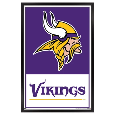 Minnesota Vikings 24.25'' x 35.75'' Framed Leagues Logo Poster