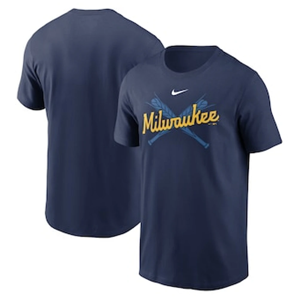 Men's Nike Navy Milwaukee Brewers Wordmark Local Team T-Shirt