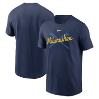 Men's Nike Navy Milwaukee Brewers Wordmark Local Team T-Shirt