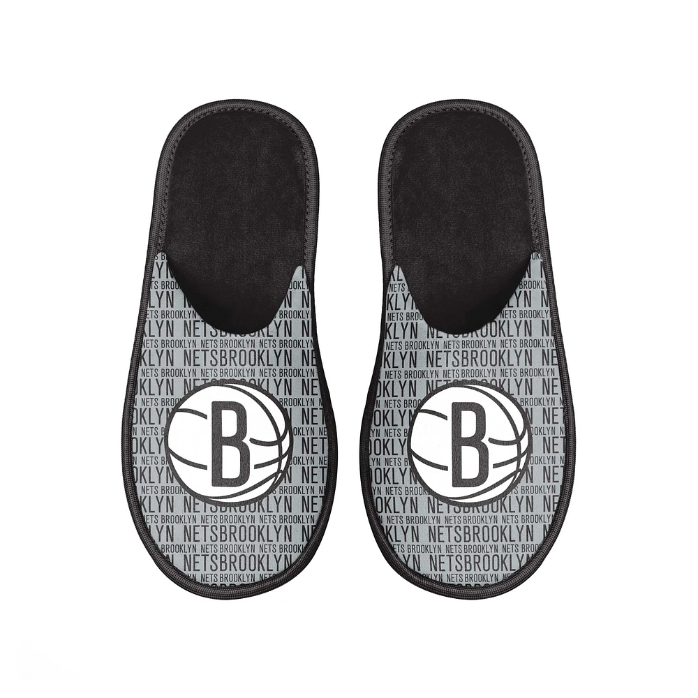 Men's FOCO Brooklyn Nets Scuff Logo Slide Slippers