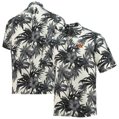 Men's Tommy Bahama Black/ Washington Commanders Sport Harbor Island Hibiscus Camp Button-Up Shirt