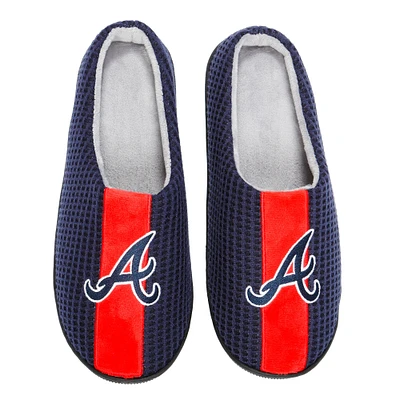 Men's FOCO Navy Atlanta Braves Team Stripe Memory Foam Slide Slippers