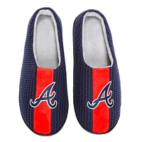 Men's FOCO Navy Atlanta Braves Team Stripe Memory Foam Slide Slippers