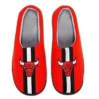 Men's FOCO Red Chicago Bulls Team Stripe Memory Foam Slide Slippers