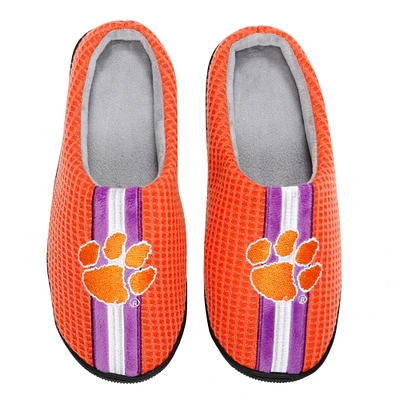 Men's FOCO Orange Clemson Tigers Team Stripe Memory Foam Slide Slippers