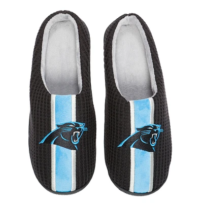 Men's FOCO Black Carolina Panthers Team Stripe Memory Foam Slide Slippers