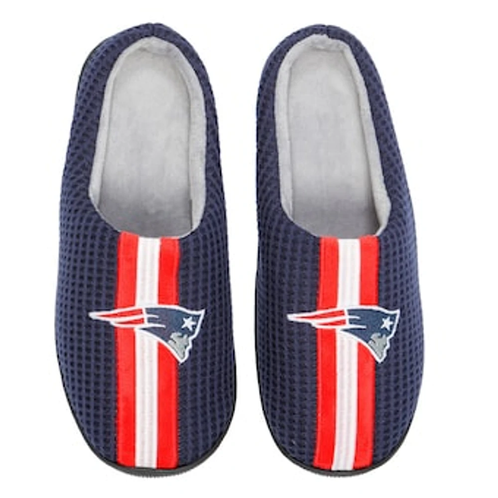 Men's FOCO Navy New England Patriots Team Stripe Memory Foam Slide Slippers