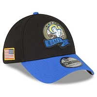 Men's New Era Black/Royal Los Angeles Rams 2022 Salute To Service - 39THIRTY Flex Hat