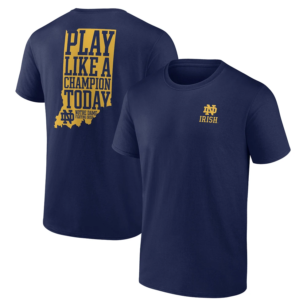 Men's Fanatics Navy Notre Dame Fighting Irish Hometown Play Like A Champion Today 2-Hit T-Shirt