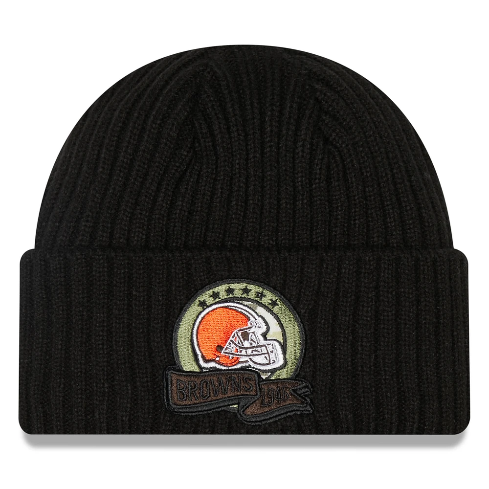 Men's New Era Black Cleveland Browns 2022 Salute To Service - Knit Hat