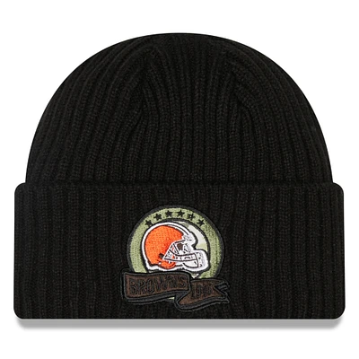 Men's New Era Black Cleveland Browns 2022 Salute To Service - Knit Hat