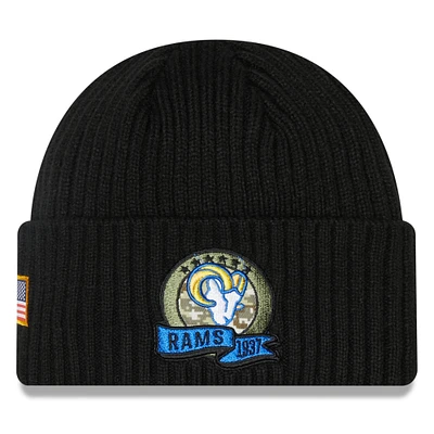 Men's New Era Black Los Angeles Rams 2022 Salute To Service - Knit Hat