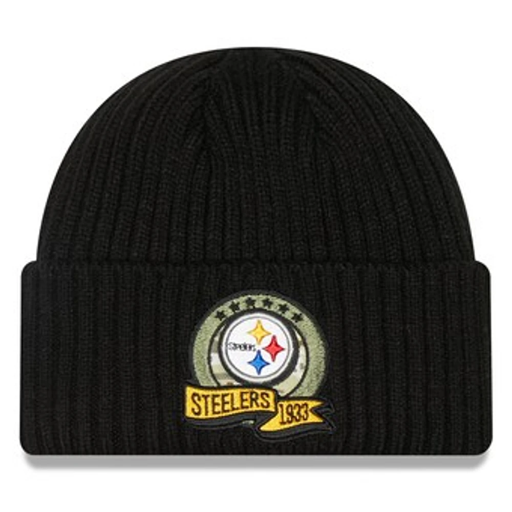 Men's New Era Black Pittsburgh Steelers 2022 Salute To Service - Knit Hat