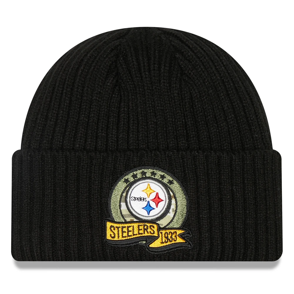 Men's New Era Black Pittsburgh Steelers 2022 Salute To Service - Knit Hat