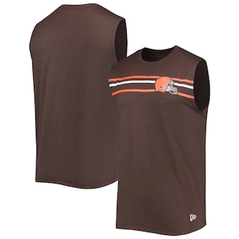 Men's New Era Brown Cleveland Browns Brushed Sleeveless Tank Top