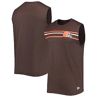 Men's New Era Brown Cleveland Browns Brushed Sleeveless Tank Top