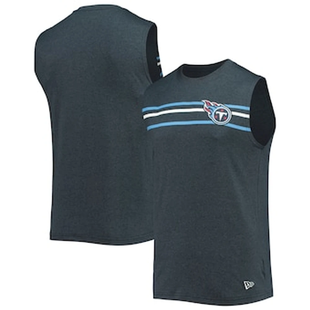 Men's New Era Heathered Navy Tennessee Titans Brushed Sleeveless Tank Top