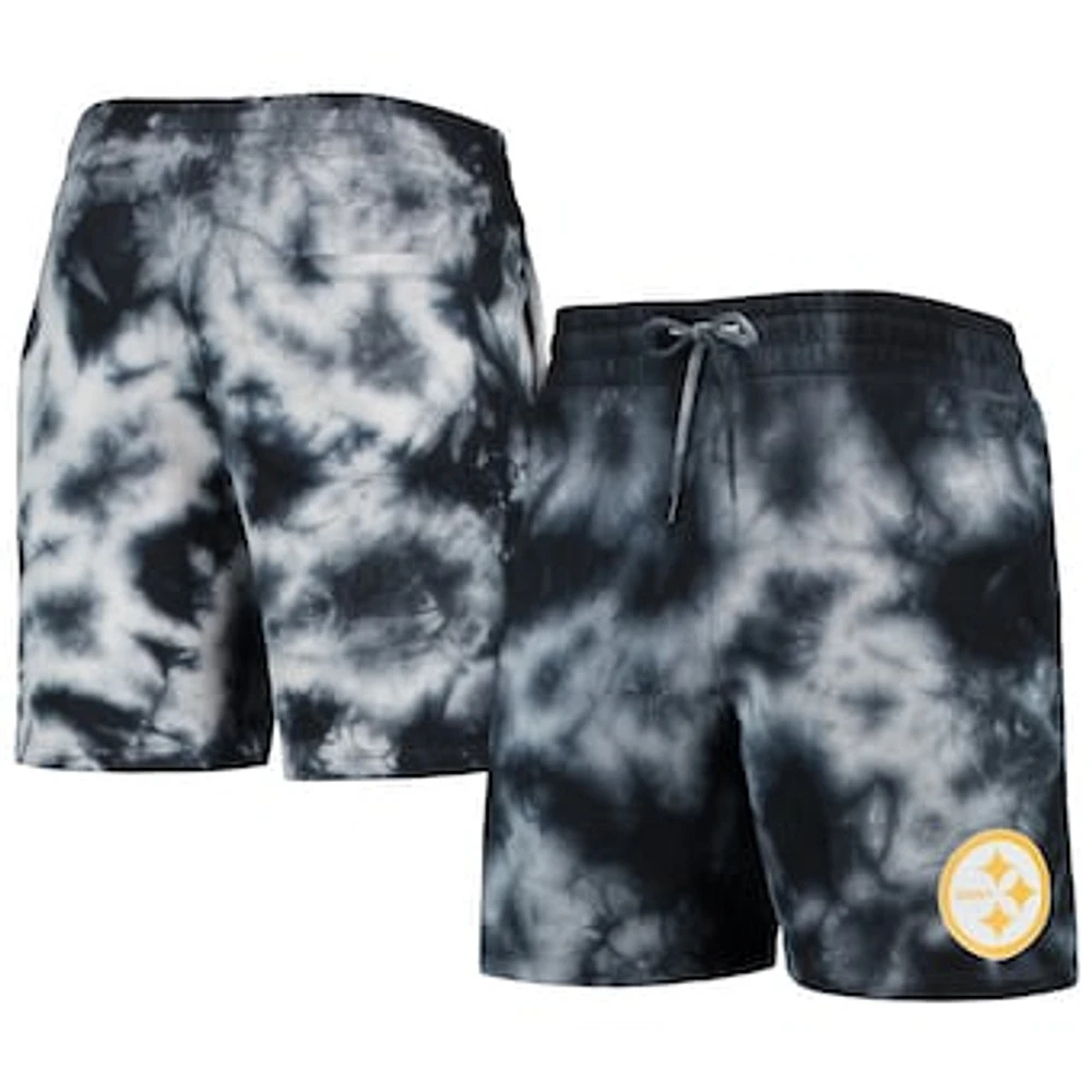 Men's New Era Black Pittsburgh Steelers Tie-Dye Shorts