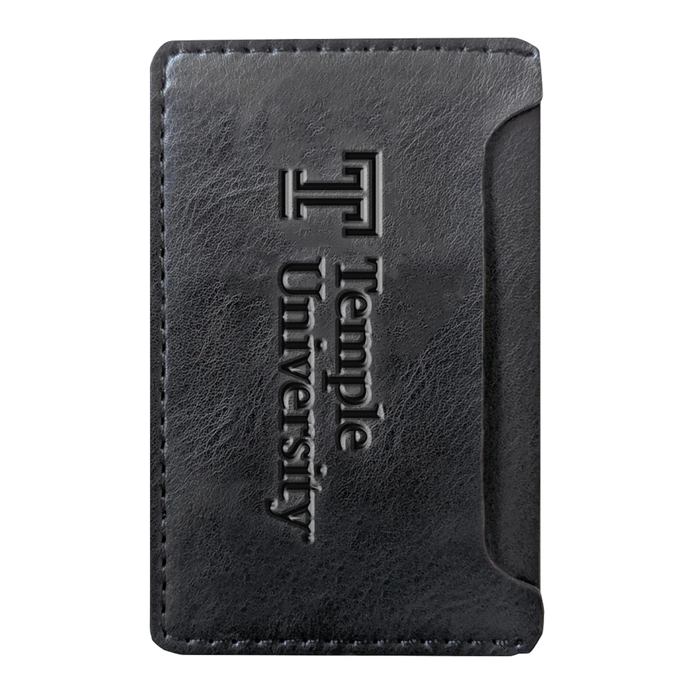 Black Temple Owls Debossed Faux Leather Phone Wallet Sleeve