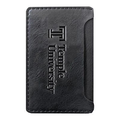 Black Temple Owls Debossed Faux Leather Phone Wallet Sleeve