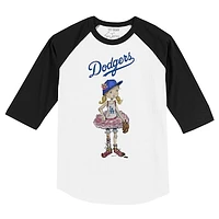 Infant Tiny Turnip White/Black Los Angeles Dodgers Babes Raglan 3/4 Sleeve T-Shirt
